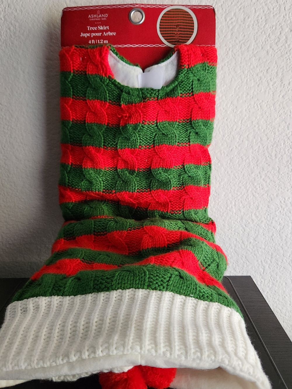 Ashland Christmas Noel Tree Skirt Red & Green Striped 4ft NWT